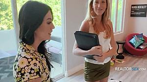 blonde and brunette sluts ride cocks in open house group pov threesome