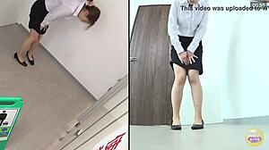 japanese babe wets panties spying toilet cam before public pussy flash