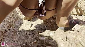 Secret public piss streams captured traveling nature pov