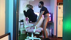 i forgot i recorded pounding this glasses egirl doggystyle at her computer chair with big cock creampie