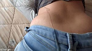 moaning 58yo mature spreads ass wants cum inside with jeans on during fisting play