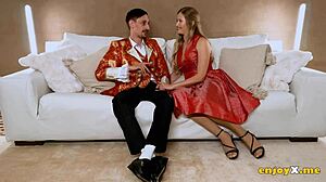 blonde ditz deepthroats shaved pussy licked fucked in hd depravity