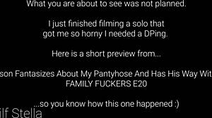 after solo play i beg camera guy for milf stella's dp pounding