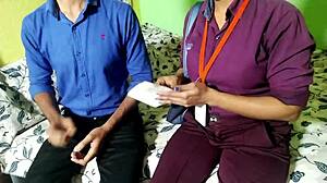 Manager rams colleague pussy hard in office