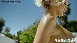 oh man, this gorgeous blonde milf sara ames strips outdoors showing her petite body and natural tits