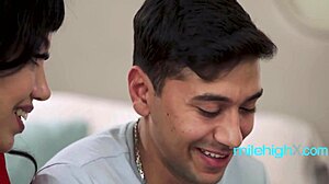 Busty Milf Seduces Shy Stepson Over Wager And Fucks His Huge Cock Raw