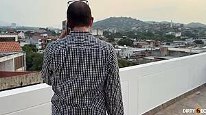 stepmom in miniskirt fingers wet pussy and fucks stepson hard while chatting on phone with clueless husband.