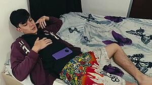 Colombian Fuck Doll Milf Catches Stepson Masturbating And Grabs His Penis To Help Him Cum.