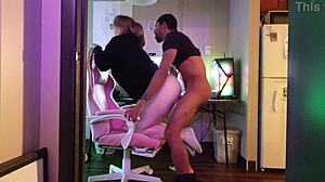 i forgot i recorded pounding this glasses egirl doggystyle at her computer chair with big cock creampie