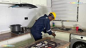 BbW slut licks balls and takes bbc creampie like she knows the rules