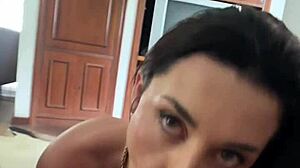 Busty Latina Gostosa Swallows Cock in Sloppy Deepthroat Casting POV