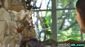 whoa 😍 pretty schoolgirl chokes on neighbor's cock bent over as rough sex slave!!