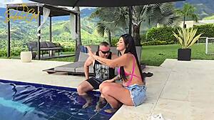 Salome Gil's latina milf influencer huge ass bounces on spanish cock poolside
