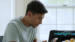 Busty Milf Seduces Shy Stepson Over Wager And Fucks His Huge Cock Raw