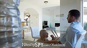 Nannyspy Workout: Monster Cock Pounds Blonde Babysitter's Throat to Facial
