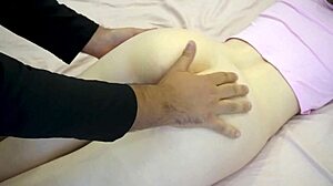 damn this first timer babe on bed takes buttplug then deep anal fingering stretch