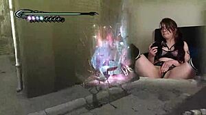 sexy bimbo gamer in pigtails masturbates with lovense vibrator