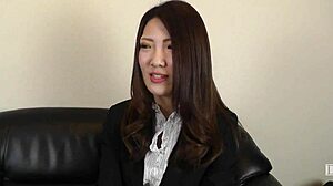 aoba haruna stuns as beautiful japanese ol in intense blowjob device test