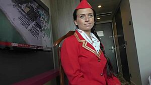 Big butt air hostess Natalee bares ass in uniform casting interview