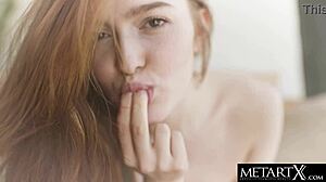 Natural Redhead Fingers Juicy Pussy and Tight Asshole Bent Over