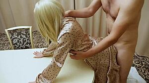 i fuck busty blonde milf pussy on desk with thick cock cumshot