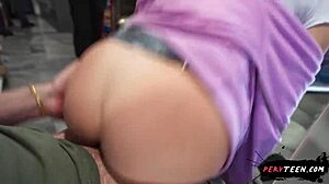 sneaking wild public sex in grocery store with cute pervteen flashing big ass riding monster cock