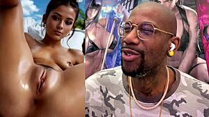 fresh indian teen rubs her clean hairy pussy in gold bdsm chains naked