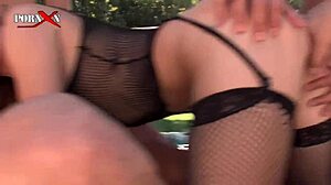Blonde Siren Fingers and Anally Slammed in Outdoor Gangbang