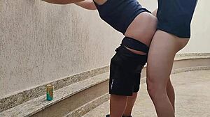 brazilian lesbian amateur punished roommate creampie ass in dorm shorts