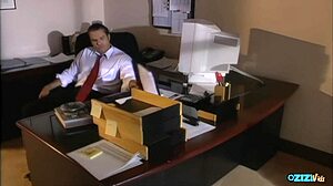 boss rams monster cock into blonde secretary's shaved tight pussy doggystyle hardcore