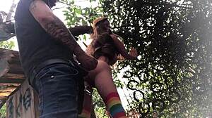 feeling the rush as amateur fuck doll gets anal toyed outdoors public no quintal