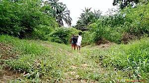 Local forest lady treks home from woods boldly