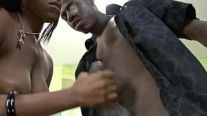 black milf gapes shaved pussy fucked hard in heels by monster cock!