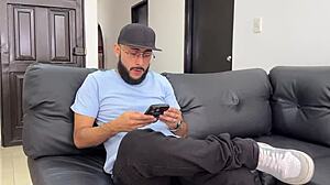 stepbro's best friend sneaks in for juicy creampie fuck on parents couch 😈