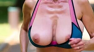 Mature Milf's Park Jog Bouncing Huge Naturals Nipple Slip Voyeur Comp