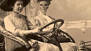 a spooky antique halloween gathering unfolds in retro vintage style with eerie charm