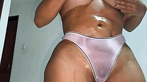 Curvy latina mommy flashes huge ass lingerie for twenty bucks