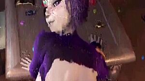 WITCH RAVEN TAKES MONSTER COCK DOGGYSTYLE BENT OVER!