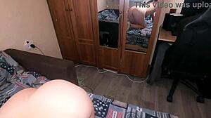 Pounding neighbor's big ass doggystyle while husband slaves at work