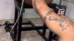 Bound Ebony Babe Gets Doggystyle Pussy Lick in Bondage Massage Session