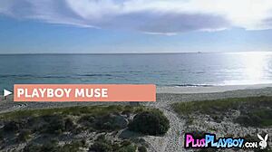 Stunning milf lifeguard miluniel louis poses with perfect tits on beach