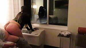 Latina whore in see-through dress sucks cock in hotel public spots