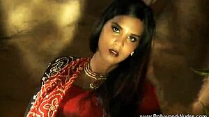 bollywood brunette babe dances nude teasing her curves naked