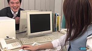 Sexy Office Bitch Bent Over Fucked Rough By Two Hard Cocks!