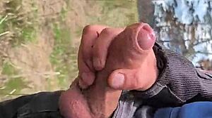 flashing my throbbing dick outdoors while ladies watch me stroke