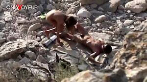 stranger fucks horny voyeur chick right on public beach