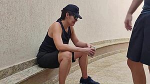 brazilian lesbian amateur punished roommate creampie ass in dorm shorts