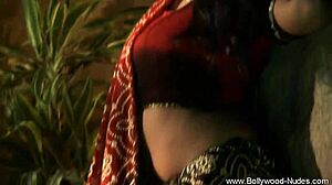 bollywood brunette babe dances nude teasing her curves naked