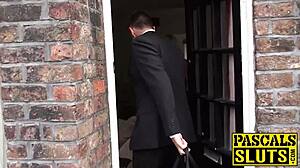 voluptuous sub gets ass spanked while riding cock doggystyle