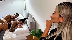 Stepmom catches me fucking her boyfriend kitchen threesome pregnancy